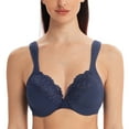 thumbnail image 1 of MELENECA Women's Comfort Straps Full Coverage Minimizer Plus Size Lace Underwire Bra Blue 48DD, 1 of 3