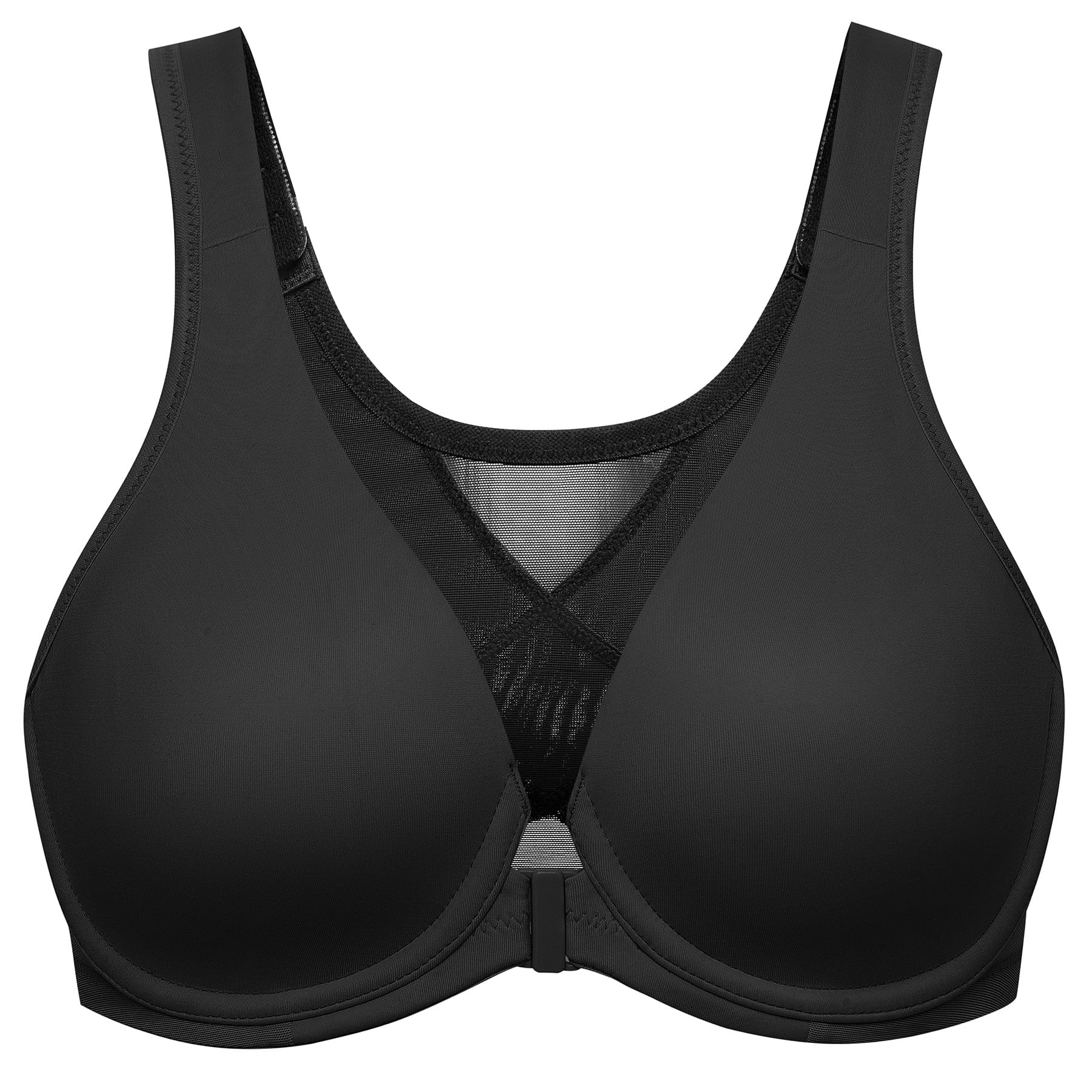 MELENECA Women's Front Closure Bras Plus Size Unlined Underwire Back Support Posture Bra Black 34D