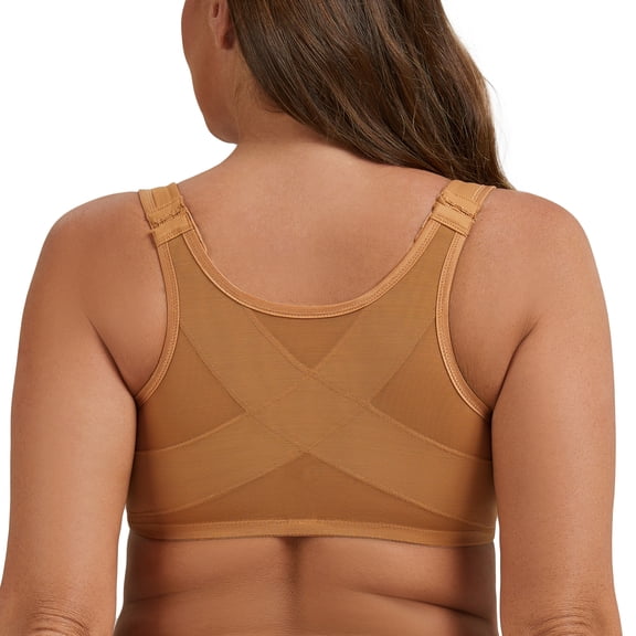 MELENECA Women's Front Closure Bras Plus Size Unlined Underwire Back Support Posture Bra Taupe 40D