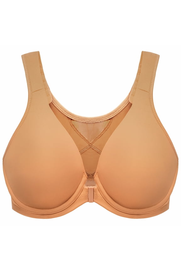 Women's Front Closure Bras Plus Size Unlined Underwire Back Support Posture Bra Taupe 44G