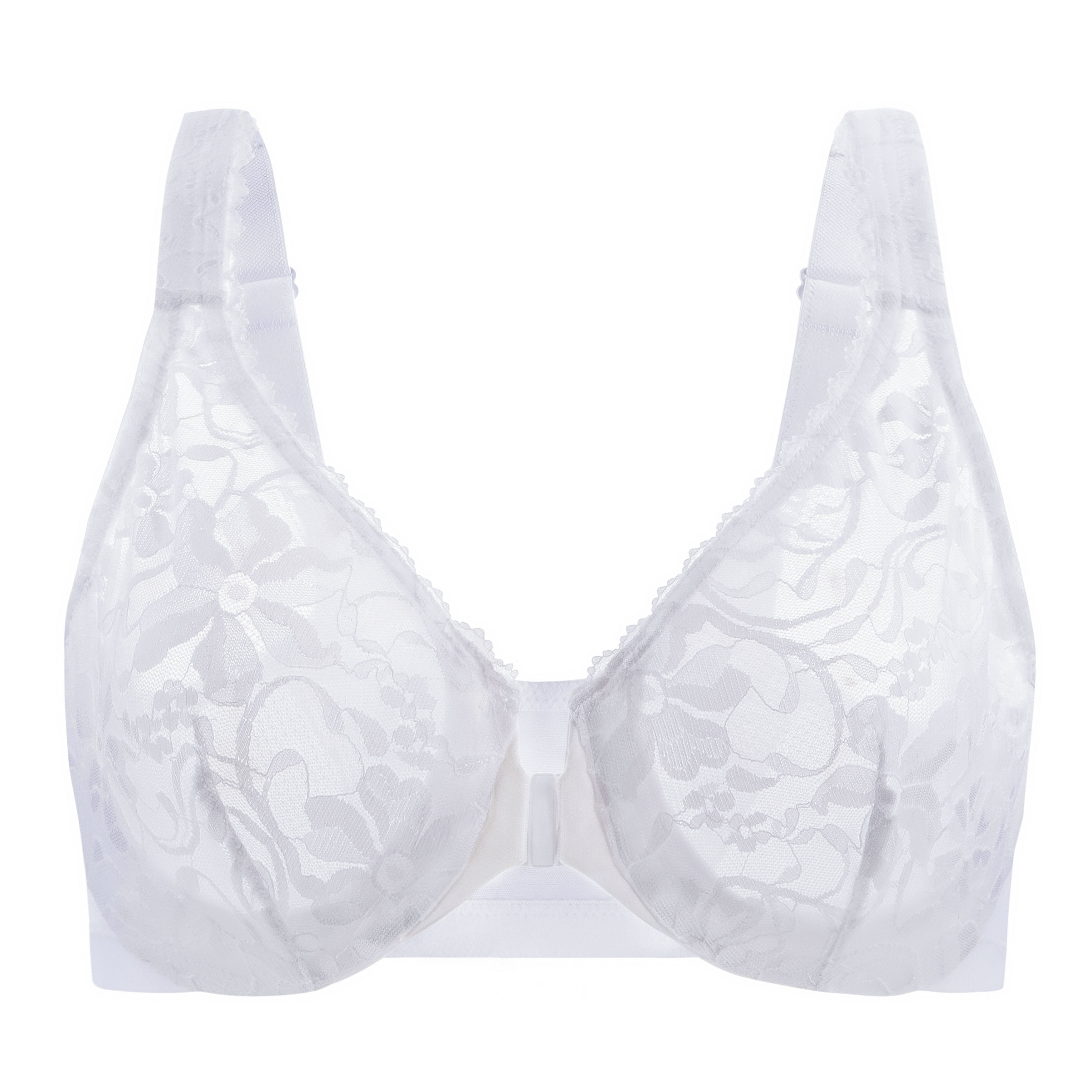 MELENECA Women's Front Closure Stretch Lace Underwire Bra White 48E