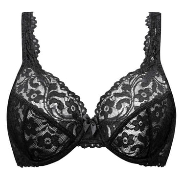 MELENECA Women's Full Coverage No Padding Plus Size Lace Underwire Bra Black 34B