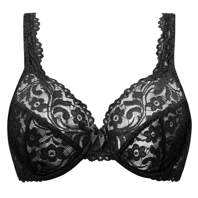 MELENECA Women's Full Coverage No Padding Plus Size Lace Underwire Bra ...