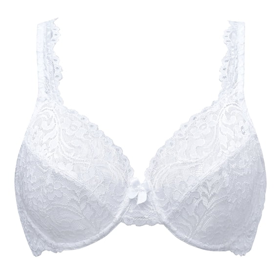 MELENECA Women's Full Coverage No Padding Plus Size Lace Underwire Bra White 36DD