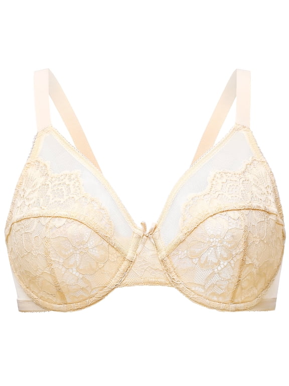 Women's Full Coverage No Padding Plus Size Minimizer Underwire Bra Beige 34E