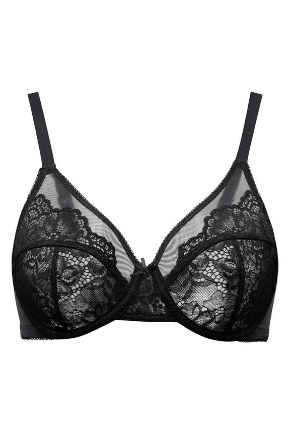 Women's Full Coverage No Padding Plus Size Minimizer Underwire Bra Black 34DD