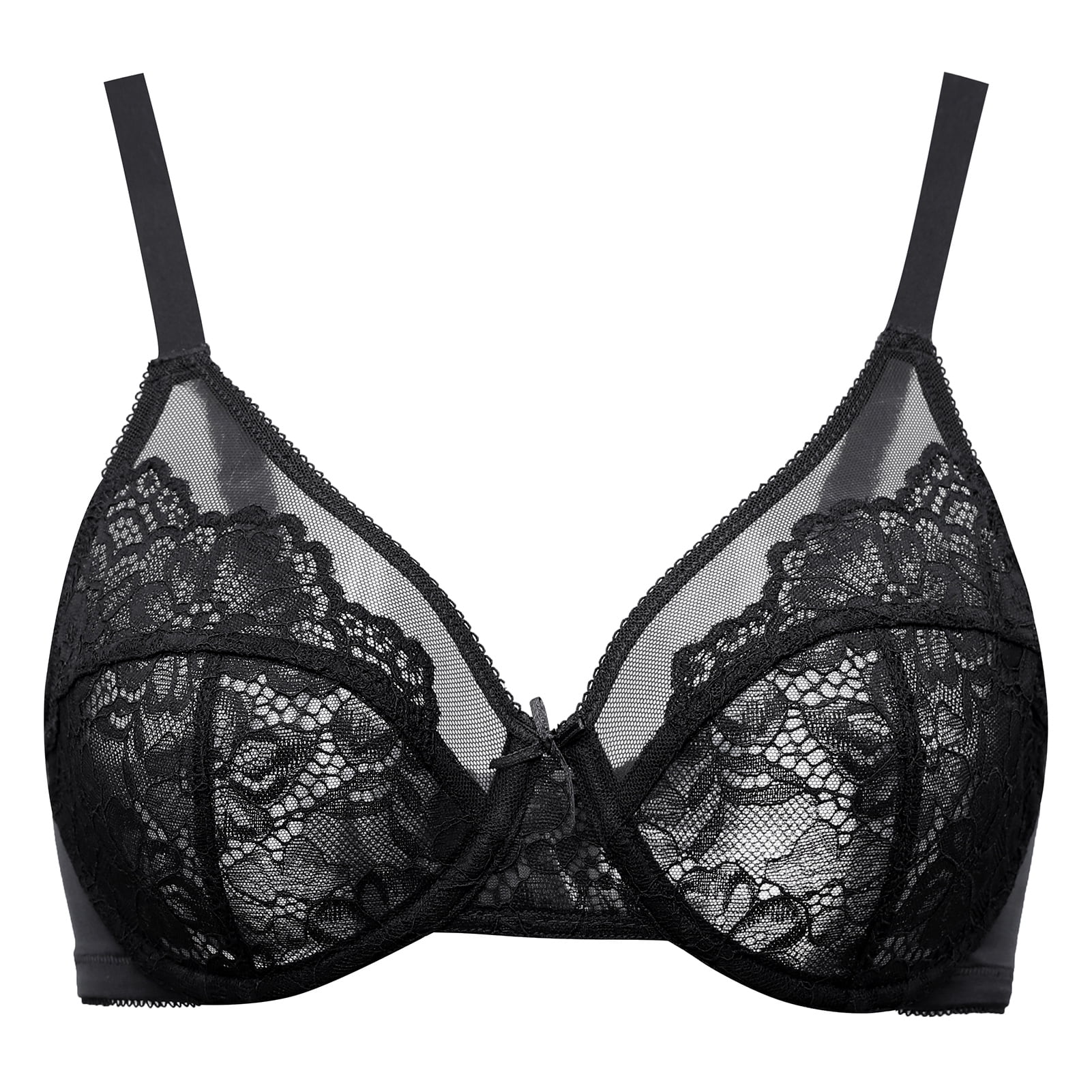 MELENECA Women's Full Coverage No Padding Plus Size Minimizer Underwire Bra Black 34D