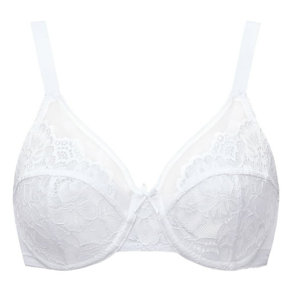 MELENECA Women's Full Coverage No Padding Plus Size Minimizer Underwire Bra White 44C