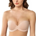 thumbnail image 1 of MELENECA Women’s Heavy Padded Push Up with Lift Multiway Underwire Strapless Bra Beige 34D, 1 of 6