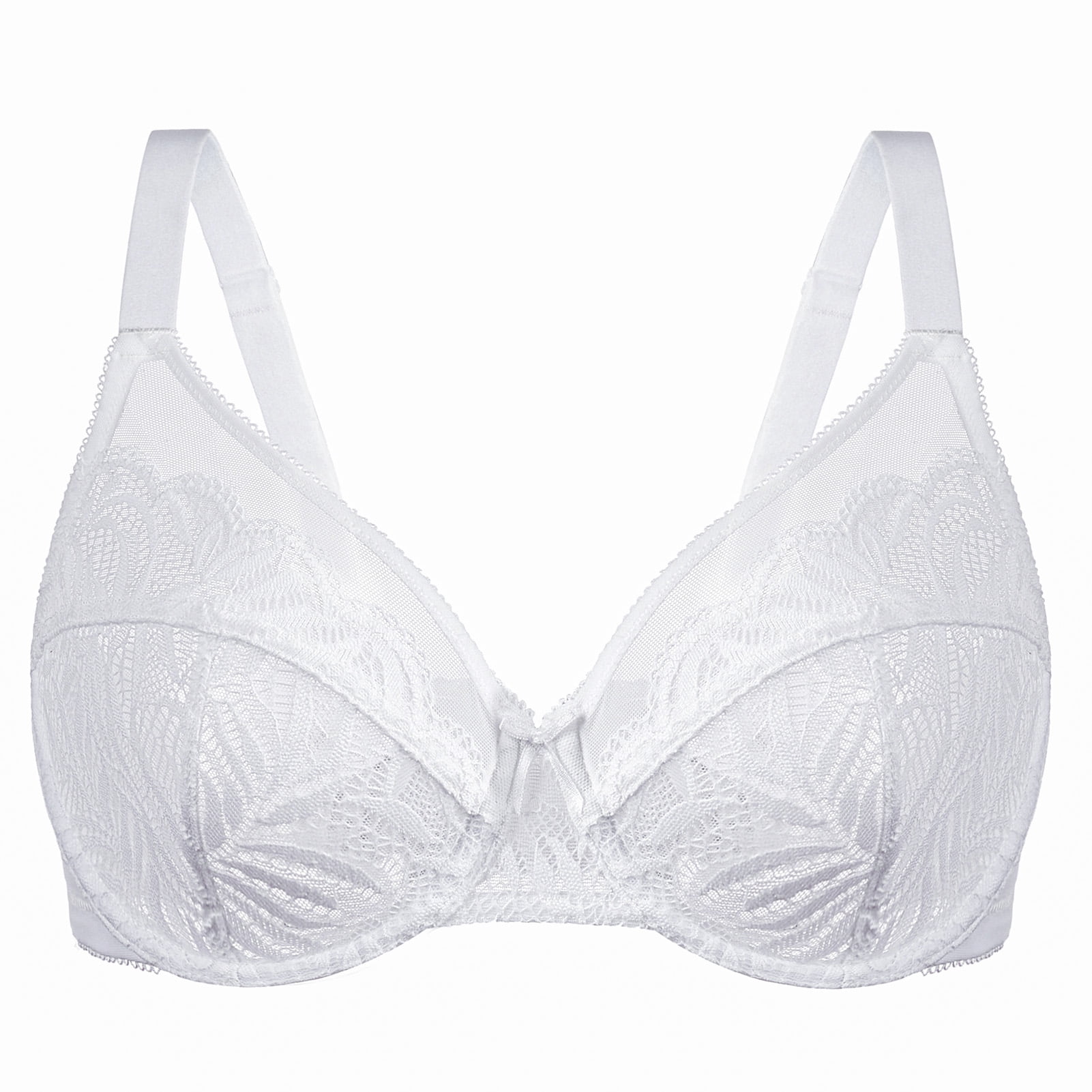 MELENECA Women's Minimizer Bras for Large Bust Underwire Plus Size Full Coverage Lace Bras White 40G