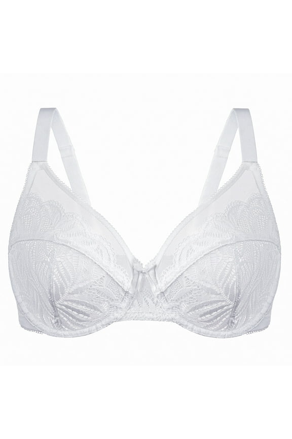 Women's Minimizer Bras for Large Bust Underwire Plus Size Full Coverage Lace Bras White 44G