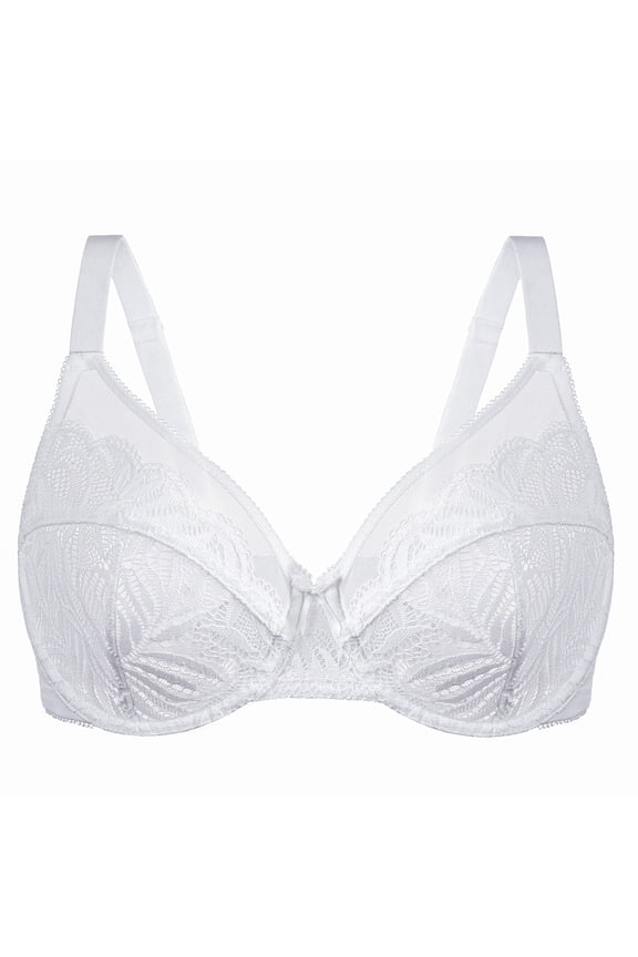 Women's Minimizer Bras for Large Bust Underwire Plus Size Full Coverage Lace Bras White 48F