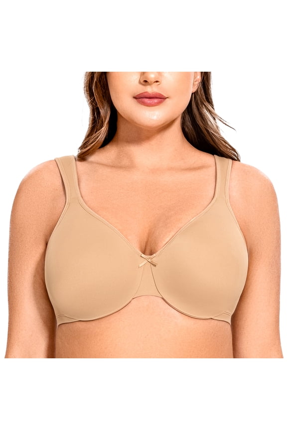 Women's Minimizer Seamless Unlined Comfortable Plus Size Underwire Bra Almond 32DD