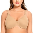 thumbnail image 1 of MELENECA Women's Minimizer Seamless Unlined Comfortable Plus Size Underwire Bra Almond 40B, 1 of 6