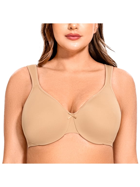 Women's Minimizer Seamless Unlined Comfortable Plus Size Underwire Bra Almond 40DD