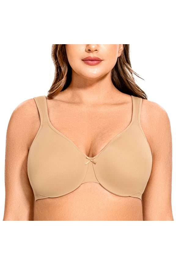 Women's Minimizer Seamless Unlined Comfortable Plus Size Underwire Bra Almond 46B