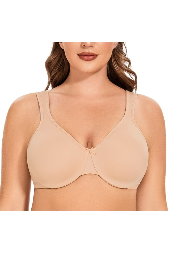 Women's Minimizer Seamless Unlined Comfortable Plus Size Underwire Bra Beige 32F
