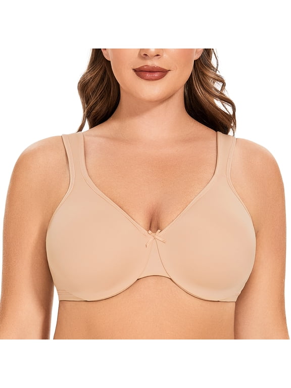Women's Minimizer Seamless Unlined Comfortable Plus Size Underwire Bra Beige 36G