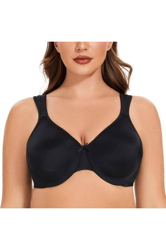 Women's Minimizer Seamless Unlined Comfortable Plus Size Underwire Bra Black 32C