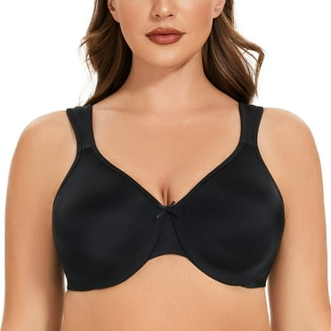 MELENECA Women's Minimizer Seamless Unlined Comfortable Plus Size Underwire Bra Black 40G