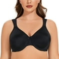 thumbnail image 1 of MELENECA Women's Minimizer Seamless Unlined Comfortable Plus Size Underwire Bra Black 46C, 1 of 6