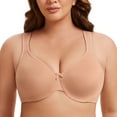 thumbnail image 1 of MELENECA Women's Minimizer Seamless Unlined Comfortable Plus Size Underwire Bra Cappuccino 34F, 1 of 6