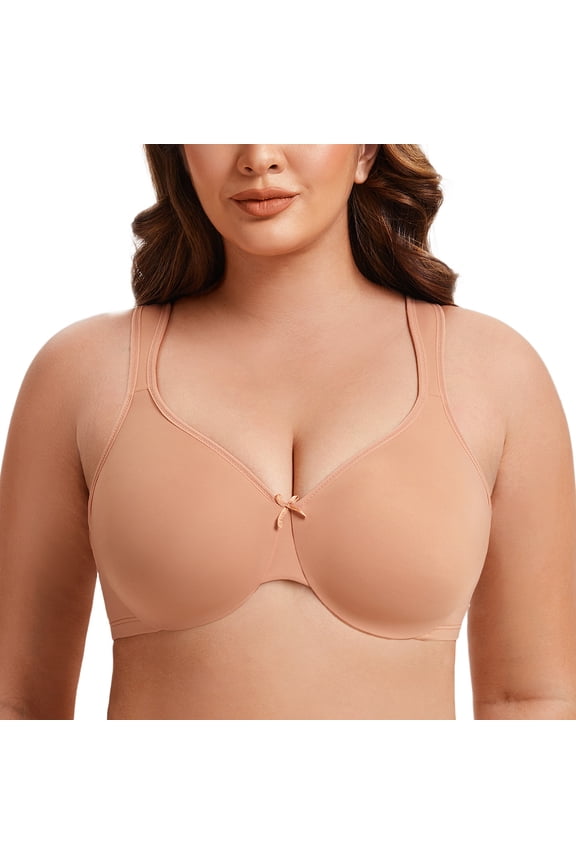 Women's Minimizer Seamless Unlined Comfortable Plus Size Underwire Bra Cappuccino 34G
