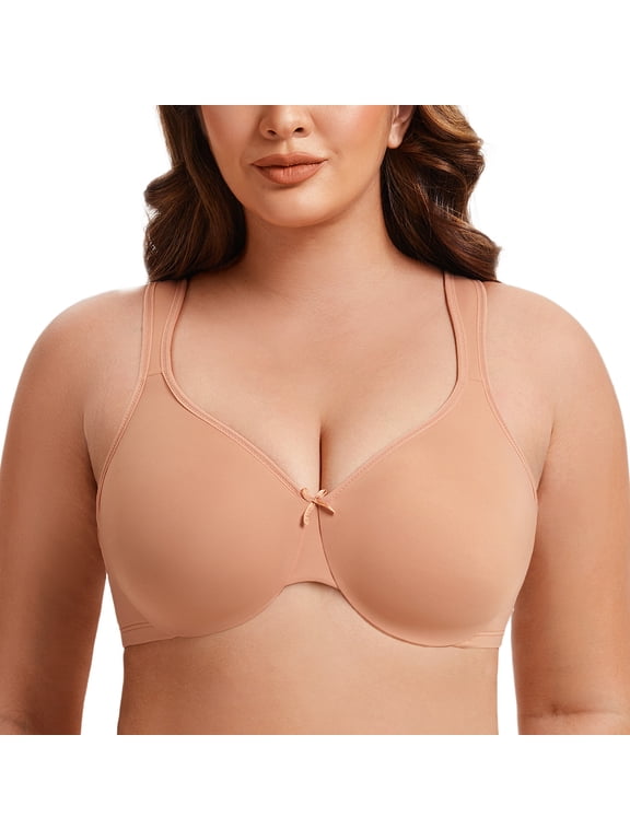 Women's Minimizer Seamless Unlined Comfortable Plus Size Underwire Bra Cappuccino 42F