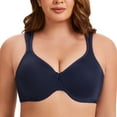 thumbnail image 1 of MELENECA Women's Minimizer Seamless Unlined Comfortable Plus Size Underwire Bra Navy Blue 46C, 1 of 6
