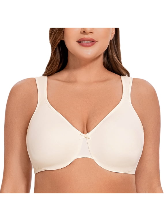 Women's Minimizer Seamless Unlined Comfortable Plus Size Underwire Bra Off White 34B