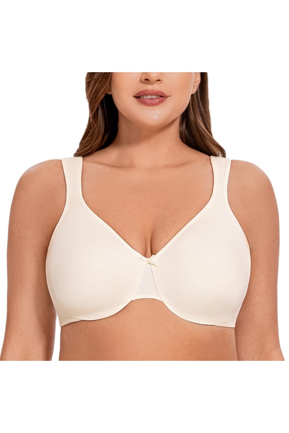 Women's Minimizer Seamless Unlined Comfortable Plus Size Underwire Bra Off White 40DD