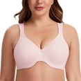 thumbnail image 1 of MELENECA Women's Minimizer Seamless Unlined Comfortable Plus Size Underwire Bra Soft Pink 34G, 1 of 6