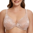 thumbnail image 1 of MELENECA Women's Plus Size Front Closure No Padding Full Coverage Lace Underwire Bra Beige 40C, 1 of 6