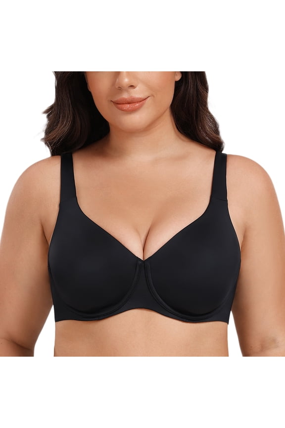 Women's Plus Size Minimizer Underwire Full Coverage Unlined Seamless Cup Bras Black 42B