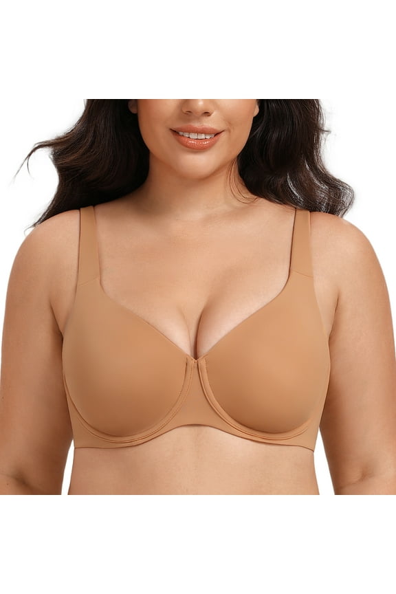 Women's Plus Size Minimizer Underwire Full Coverage Unlined Seamless Cup Bras Taupe 46C