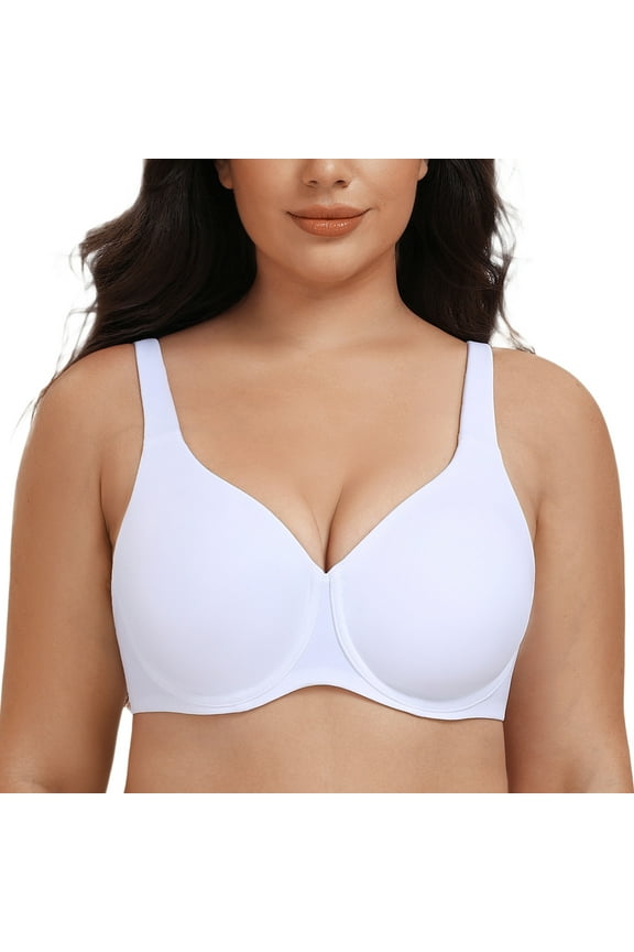 Women's Plus Size Minimizer Underwire Full Coverage Unlined Seamless Cup Bras White 42F