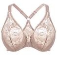 thumbnail image 1 of MELENECA Women's Plus Size Racerback Unlined Lace Underwire Front Closure Bra Beige 38D, 1 of 6