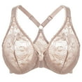 thumbnail image 1 of MELENECA Women's Plus Size Racerback Unlined Lace Underwire Front Closure Bra Beige 42E, 1 of 6