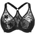 thumbnail image 1 of MELENECA Women's Plus Size Racerback Unlined Lace Underwire Front Closure Bra Black 44B, 1 of 6
