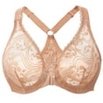 thumbnail image 1 of MELENECA Women's Plus Size Racerback Unlined Lace Underwire Front Closure Bra Cappuccino 40D, 1 of 6