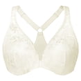 thumbnail image 1 of MELENECA Women's Plus Size Racerback Unlined Lace Underwire Front Closure Bra Off White 34DD, 1 of 6