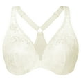 thumbnail image 1 of MELENECA Women's Plus Size Racerback Unlined Lace Underwire Front Closure Bra Off White 38B, 1 of 6
