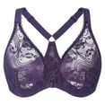 thumbnail image 1 of MELENECA Women's Plus Size Racerback Unlined Lace Underwire Front Closure Bra Purple 40D, 1 of 6