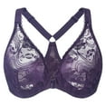 thumbnail image 1 of MELENECA Women's Plus Size Racerback Unlined Lace Underwire Front Closure Bra Purple 42D, 1 of 6