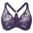 thumbnail image 1 of MELENECA Women's Plus Size Racerback Unlined Lace Underwire Front Closure Bra Purple 46C, 1 of 6