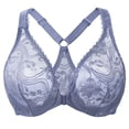 thumbnail image 1 of MELENECA Women's Plus Size Racerback Unlined Lace Underwire Front Closure Bra Slate Blue 44G, 1 of 6