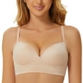 thumbnail image 1 of MELENECA Women's Push Up Bralettes Seamless Padded Wireless Bra with Support and Lift Beige 32A, 1 of 6