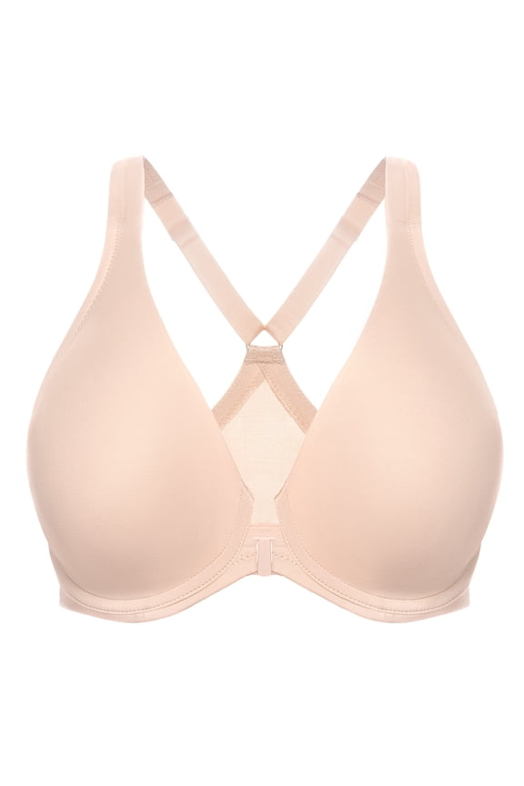 Women's Racerback Front Closure Bras Plunge Unlined Full Coverage Seamless Underwire Bra Beige 38D