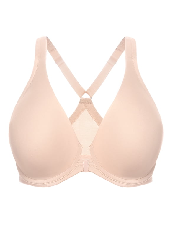 Women's Racerback Front Closure Bras Plunge Unlined Full Coverage Seamless Underwire Bra Beige 48C