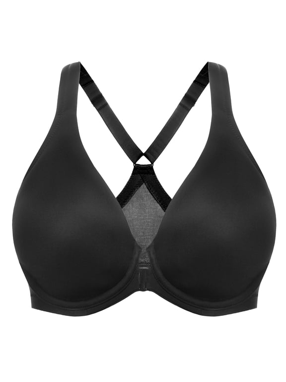 Women's Racerback Front Closure Bras Plunge Unlined Full Coverage Seamless Underwire Bra Black 34C